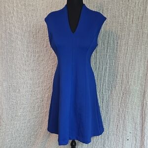 Spense Blue Sleeveless V-Neck A-Line Dress